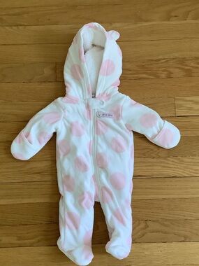 Carter's White One-Piece Footed Romper with Light Pink Polka Dots